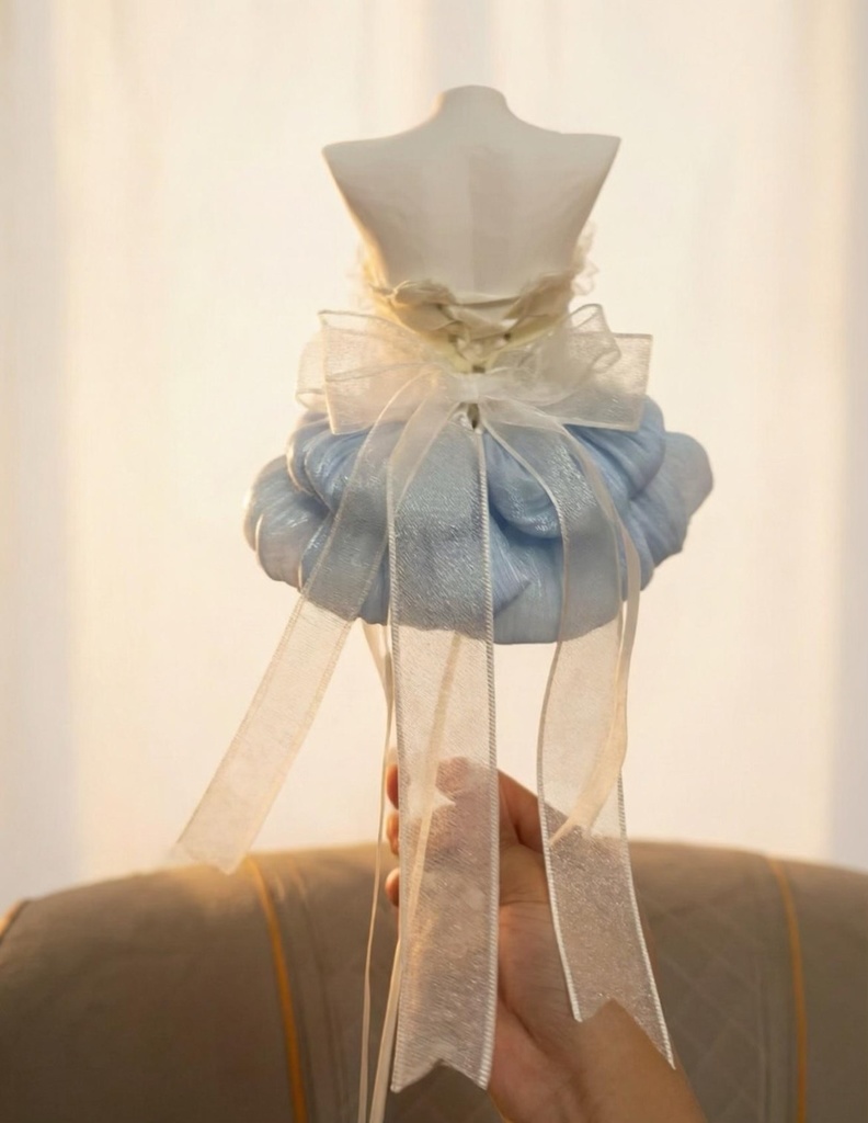 1/4ドール服 ビスチェ フリルスカート バレエ風ベアトップチュールドレス