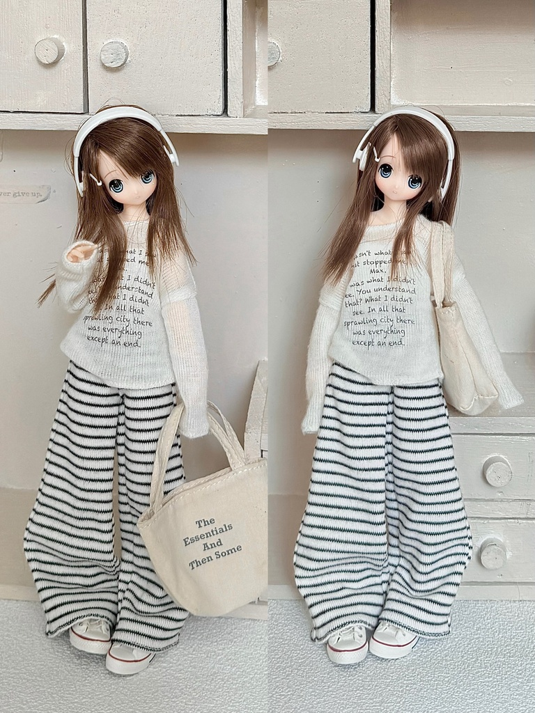 1/6ドール服　ブラウス　ボーダーパンツ　ピュアニーモ S　ピュアニーモ M　オビツ24　オビツ22