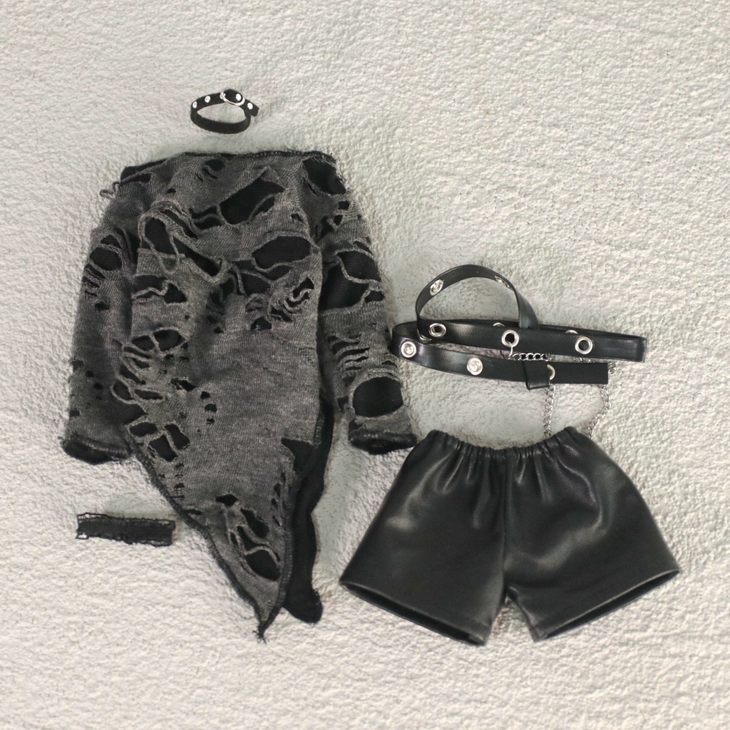 1/4ドール服　ダメージニット風 オフショルダーセット