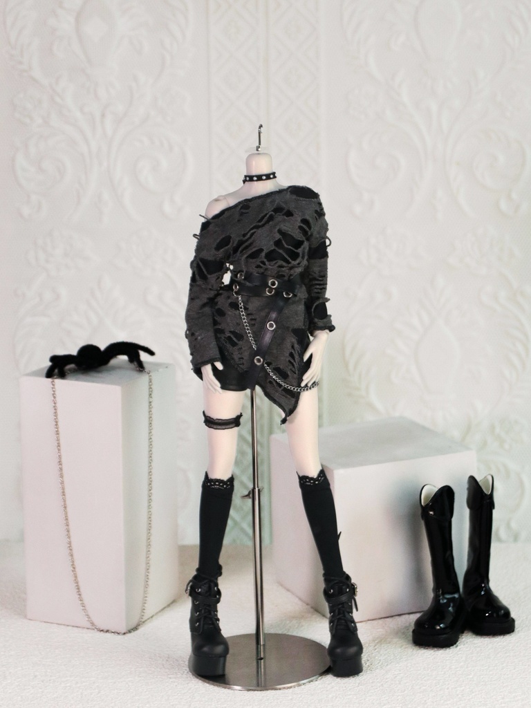 1/4ドール服　ダメージニット風 オフショルダーセット
