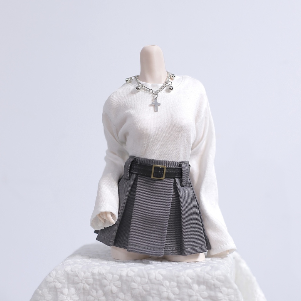 1/4ドール服 プリーツスカート ウエスト12〜15cm対応 ベルト付き
