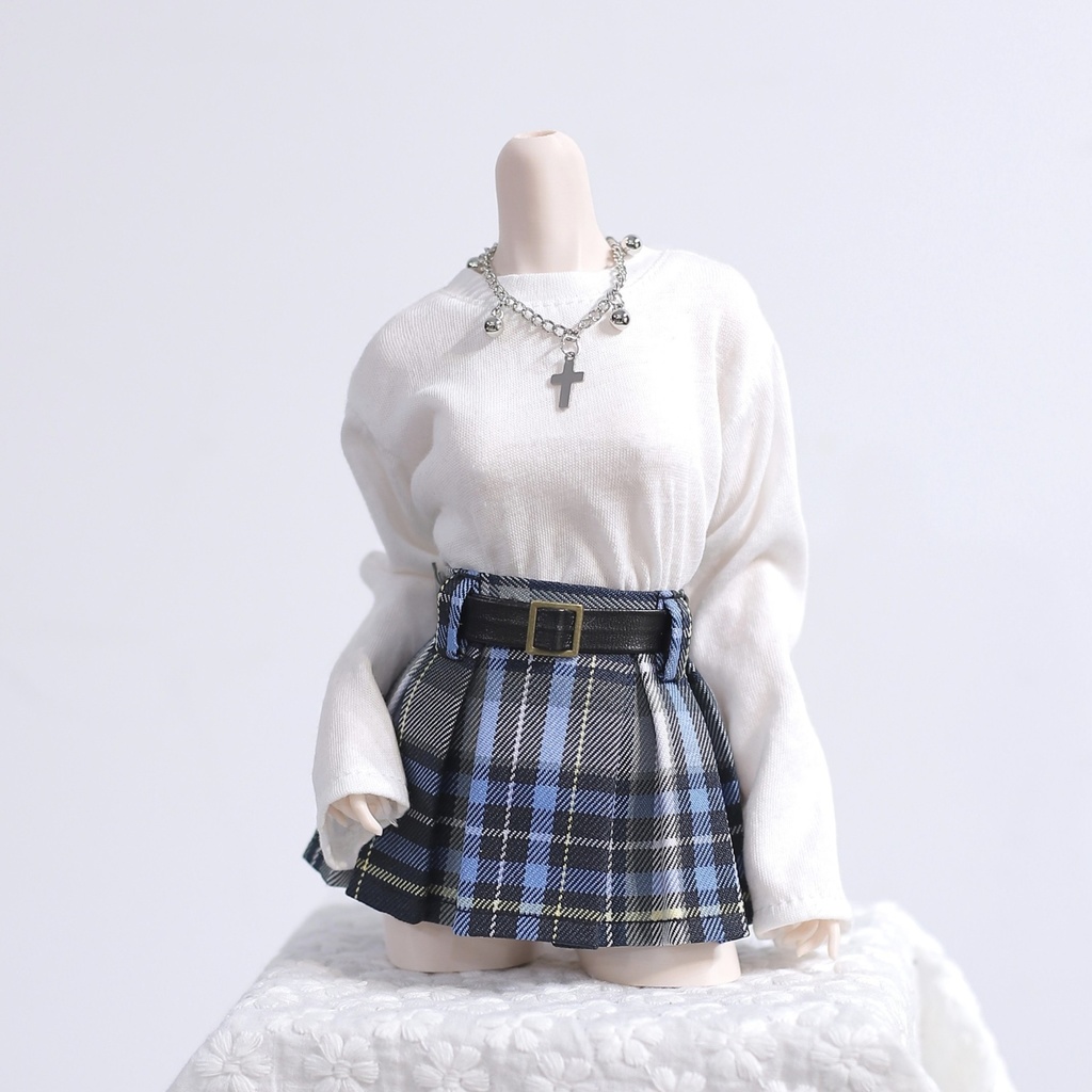 1/4ドール服 プリーツスカート ウエスト12〜15cm対応 ベルト付き