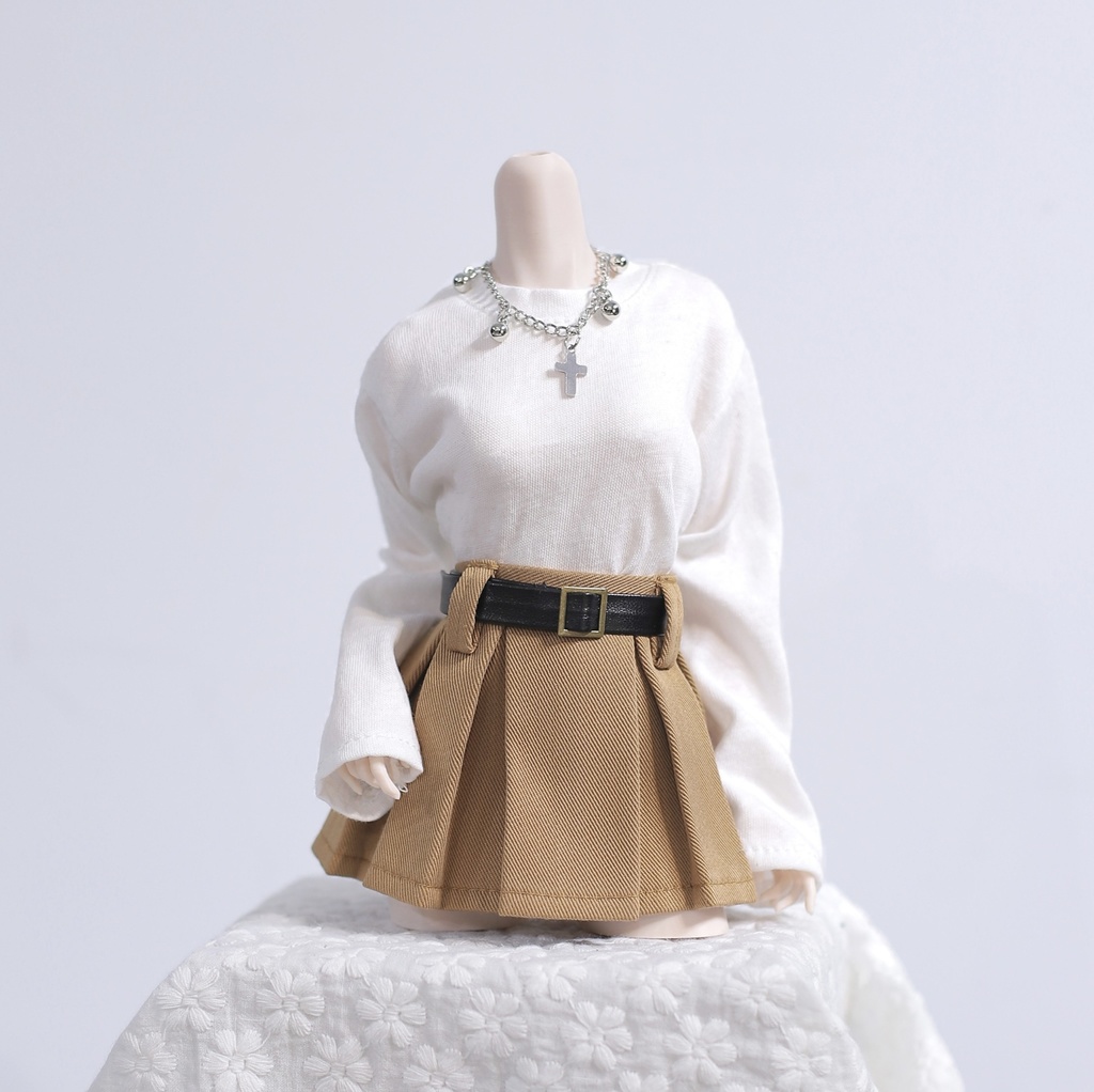 1/4ドール服 プリーツスカート ウエスト12〜15cm対応 ベルト付き