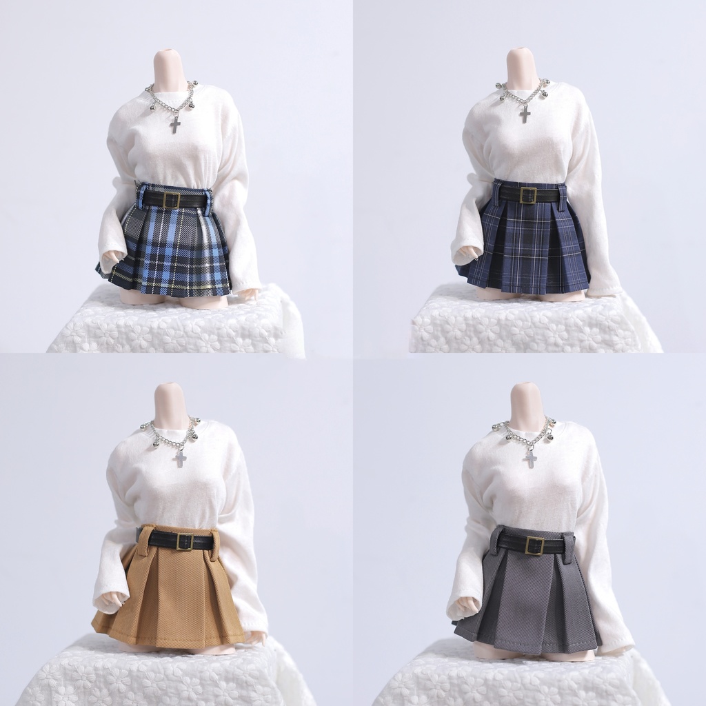 1/4ドール服　プリーツスカート　ウエスト12〜15cm対応　ベルト付き