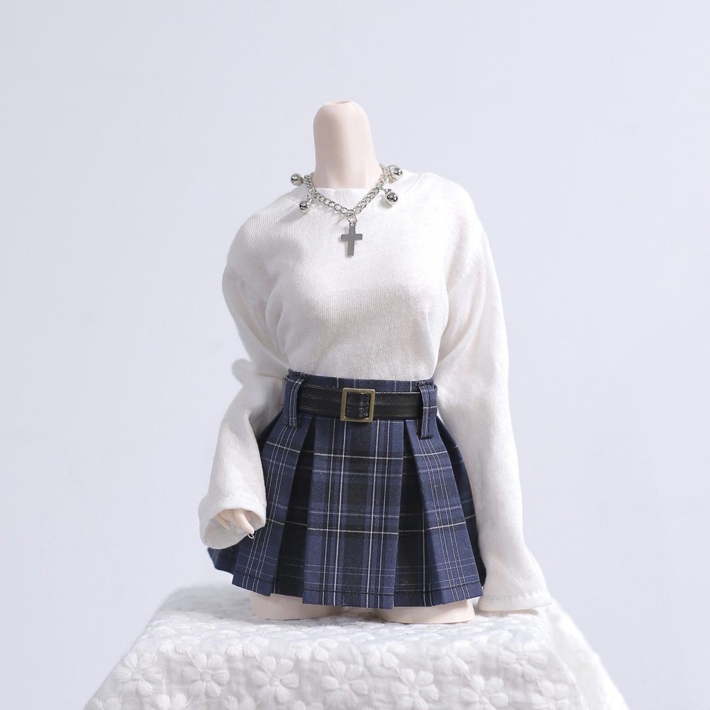 1/4ドール服 プリーツスカート ウエスト12〜15cm対応 ベルト付き