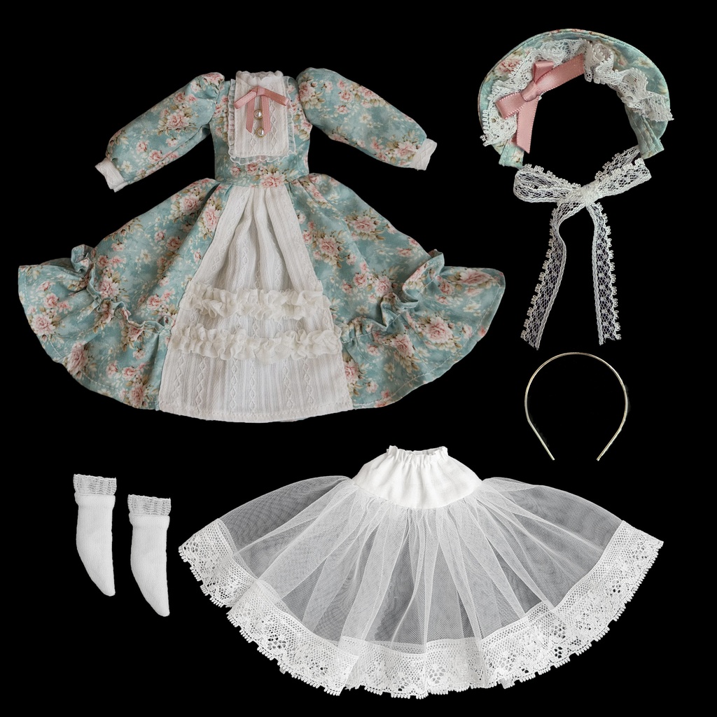バラ柄ワンピース Azone OB22 OB24 OB26 オビツ22 オビツ24 オビツ26 1/6ドール服 ピュアニーモ S ピュアニーモ M