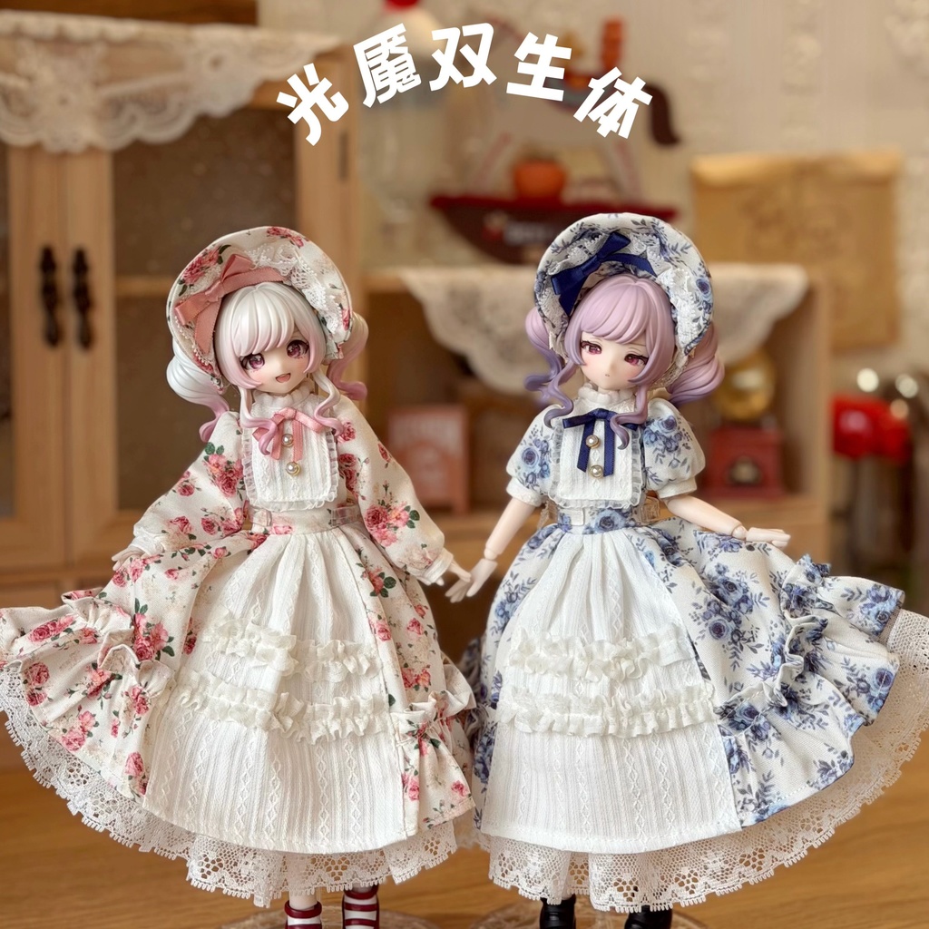 バラ柄ワンピース Azone OB22 OB24 OB26 オビツ22 オビツ24 オビツ26 1/6ドール服 ピュアニーモ S ピュアニーモ M