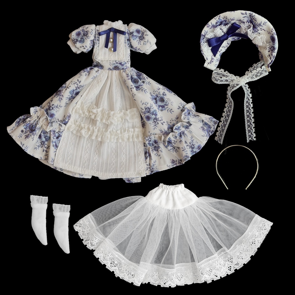 バラ柄ワンピース Azone OB22 OB24 OB26 オビツ22 オビツ24 オビツ26 1/6ドール服 ピュアニーモ S ピュアニーモ M