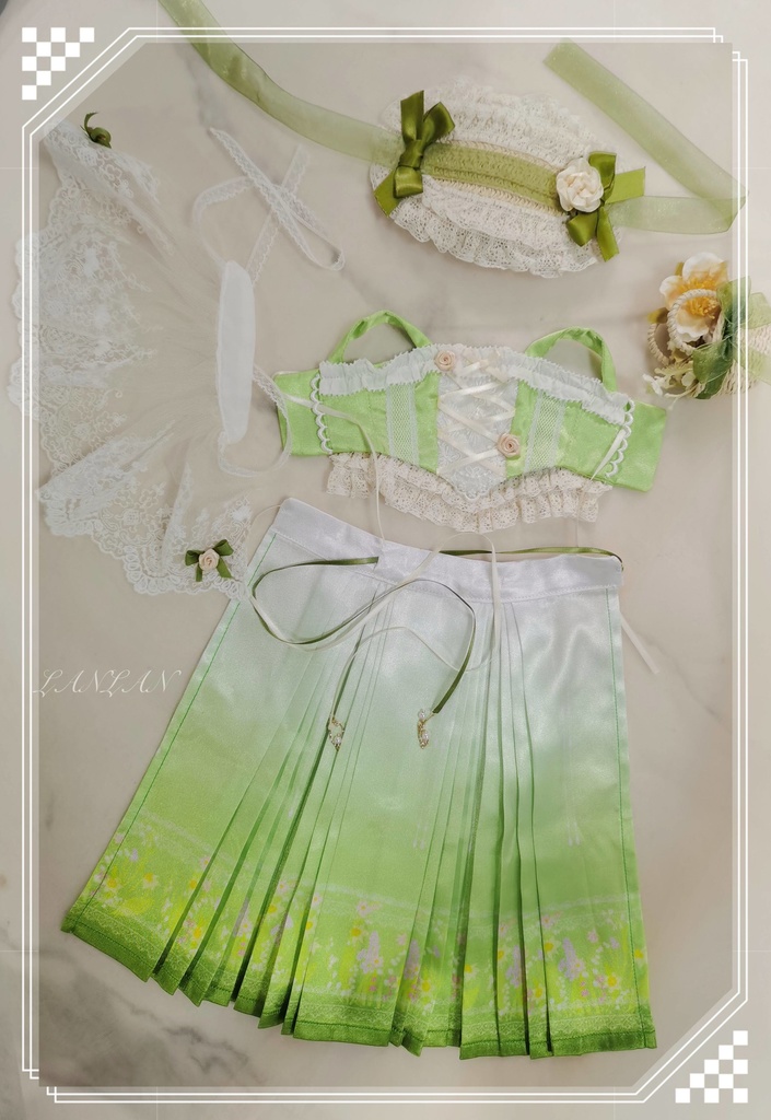 1/4ドール服　若草スカートセット