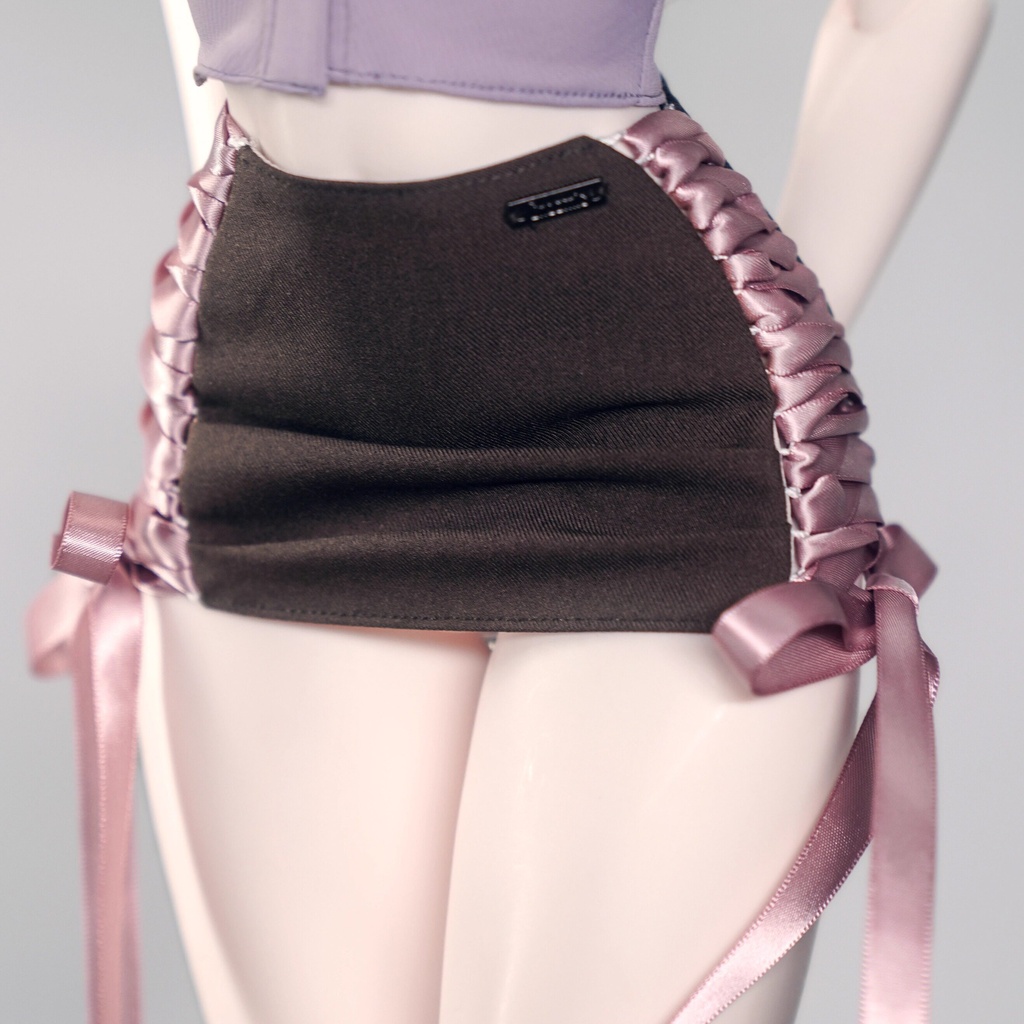 1/3ドール服 タイトミニスカート 編み上げ ファスナー付き 調整可能ミニスカート