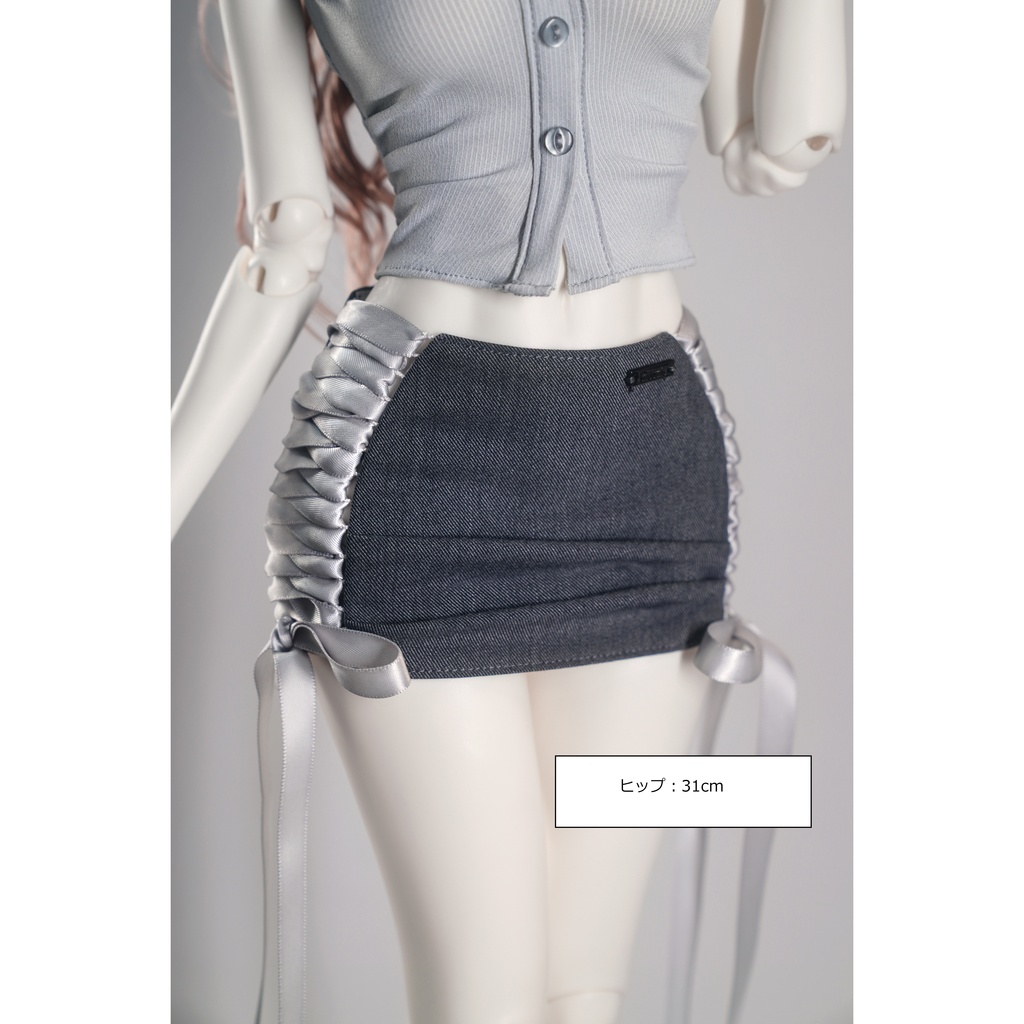 1/3ドール服 タイトミニスカート 編み上げ ファスナー付き 調整可能ミニスカート