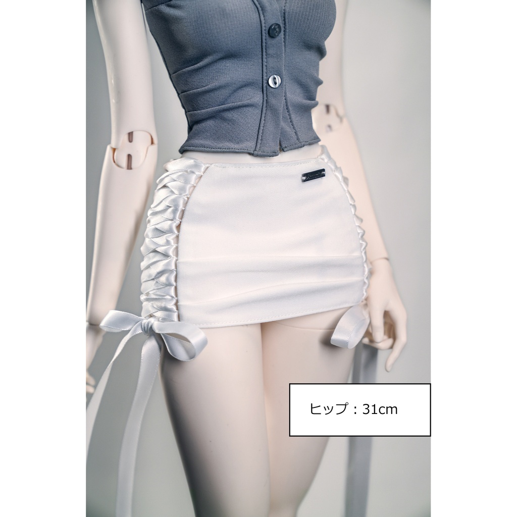 1/3ドール服 タイトミニスカート 編み上げ ファスナー付き 調整可能ミニスカート