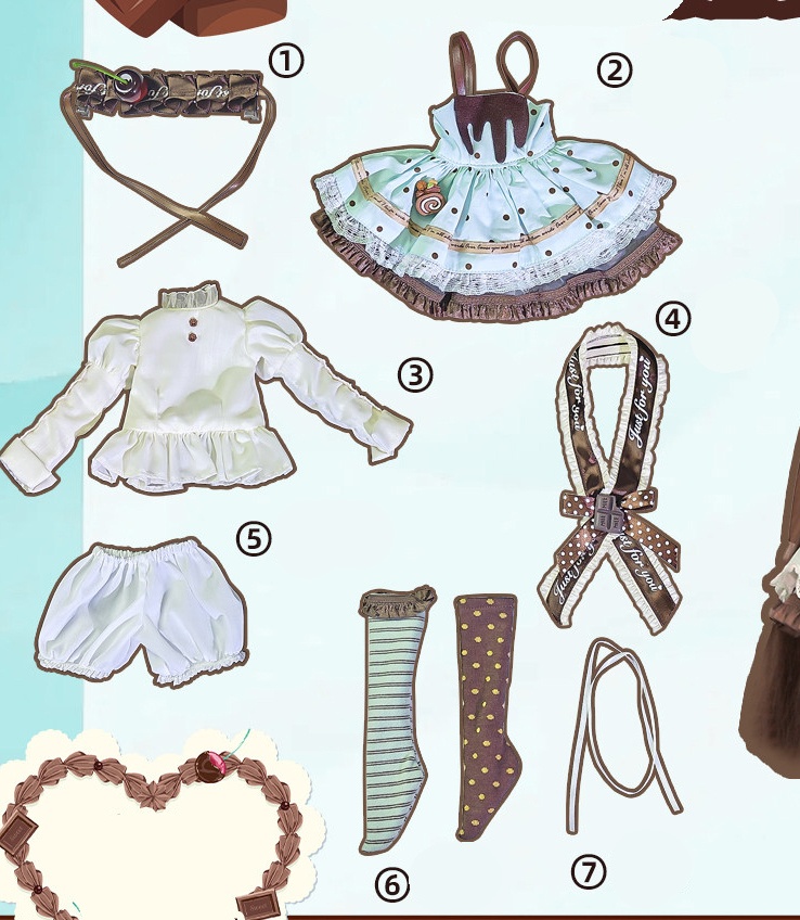 1/4ドール服　　ミントショコラ　7点セット