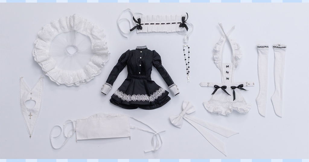 1/4ドール服 シスター服 メイド服 9点セット