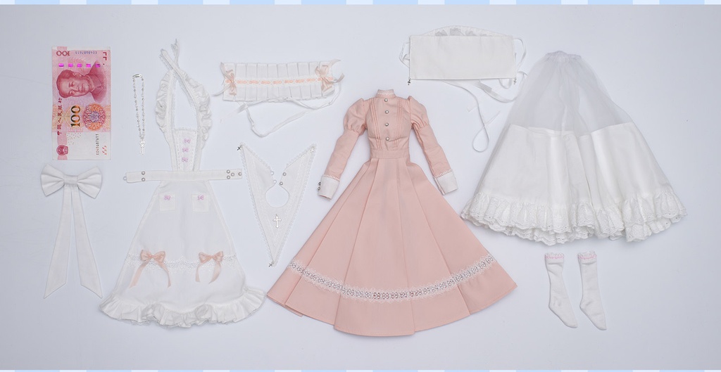 1/4ドール服 シスター服 メイド服 9点セット