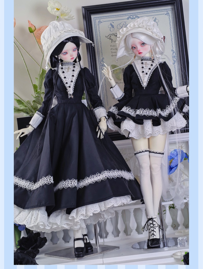 1/4ドール服 シスター服 メイド服 9点セット