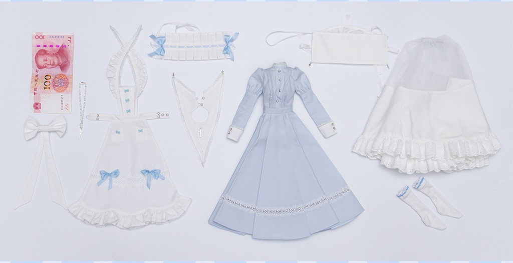 1/4ドール服 シスター服 メイド服 9点セット