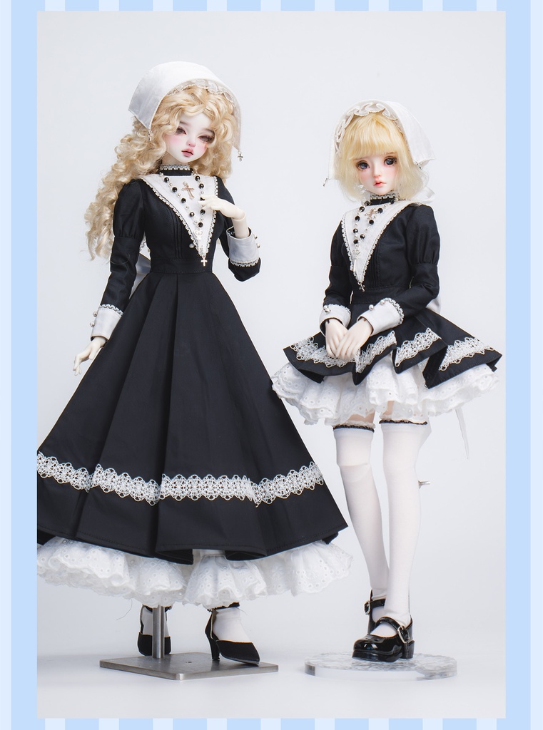 1/4ドール服 シスター服 メイド服 9点セット
