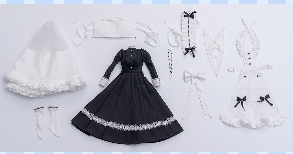 1/4ドール服 シスター服 メイド服 9点セット