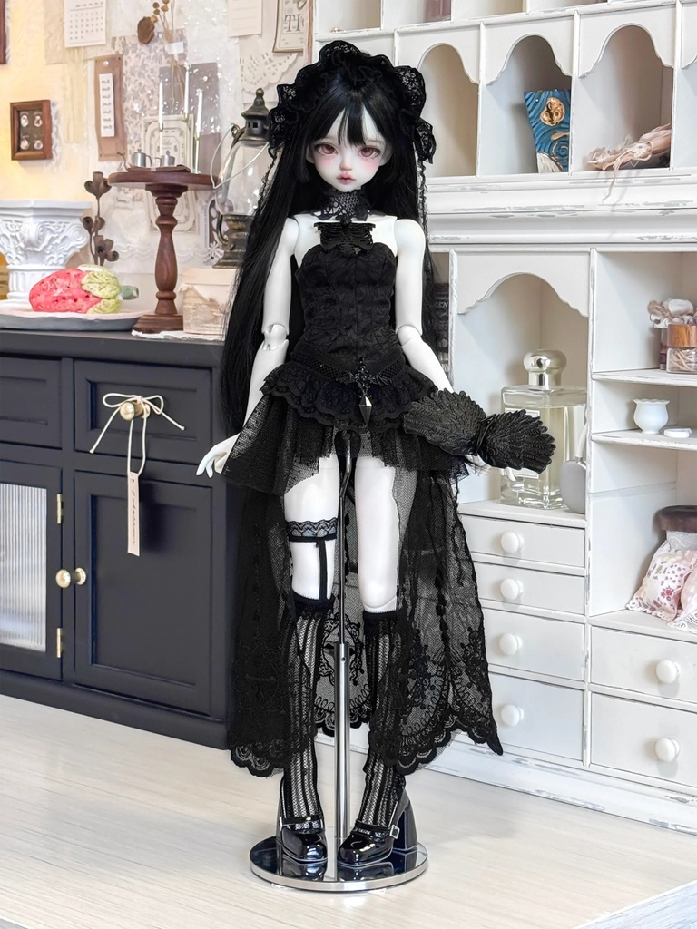 1/4ドール服 ゴシック レースドレス