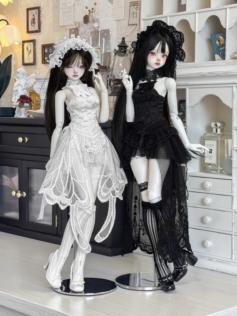 1/4ドール服 ゴシック レースドレス