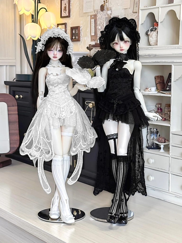 1/4ドール服 ゴシック レースドレス