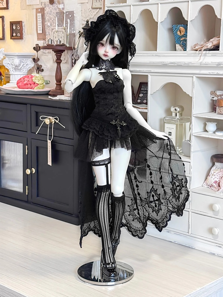 1/4ドール服 ゴシック レースドレス