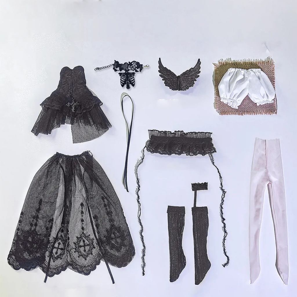 1/4ドール服 ゴシック レースドレス