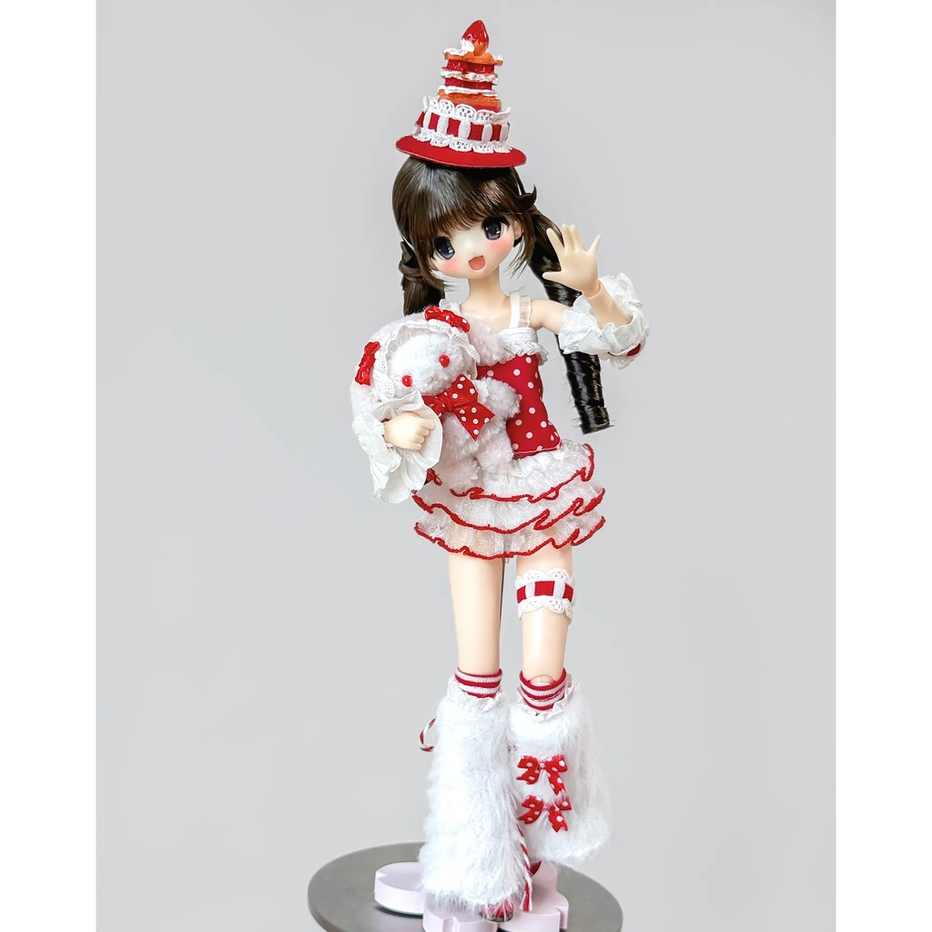 スイーツコーデ　いちご　9点セット　Azone　OB22　OB24　オビツ22　オビツ24　1/6ドール服　ピュアニーモ S　ピュアニーモ M