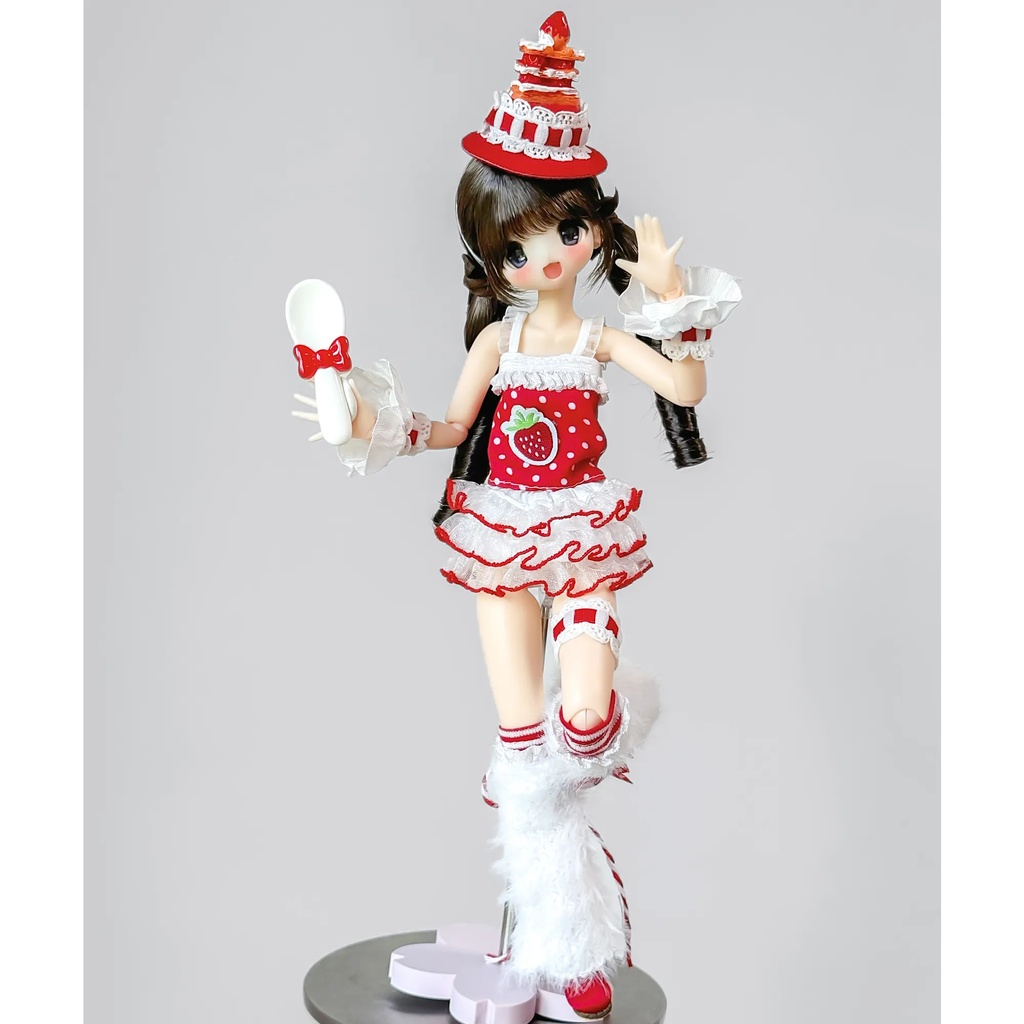 スイーツコーデ　いちご　9点セット　Azone　OB22　OB24　オビツ22　オビツ24　1/6ドール服　ピュアニーモ S　ピュアニーモ M