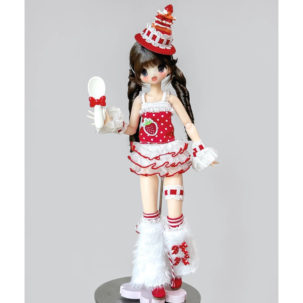 スイーツコーデ　いちご　9点セット　Azone　OB22　OB24　オビツ22　オビツ24　1/6ドール服　ピュアニーモ S　ピュアニーモ M