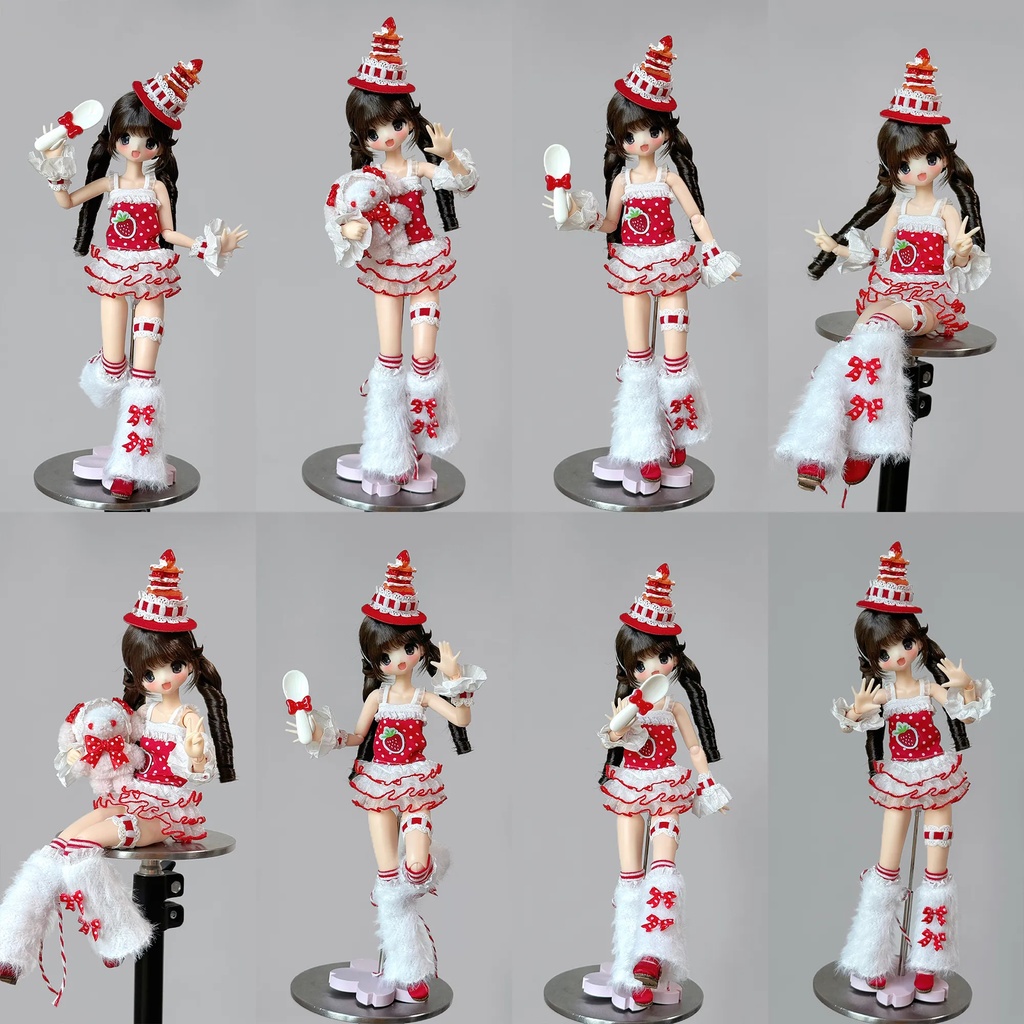 スイーツコーデ　いちご　9点セット　Azone　OB22　OB24　オビツ22　オビツ24　1/6ドール服　ピュアニーモ S　ピュアニーモ M