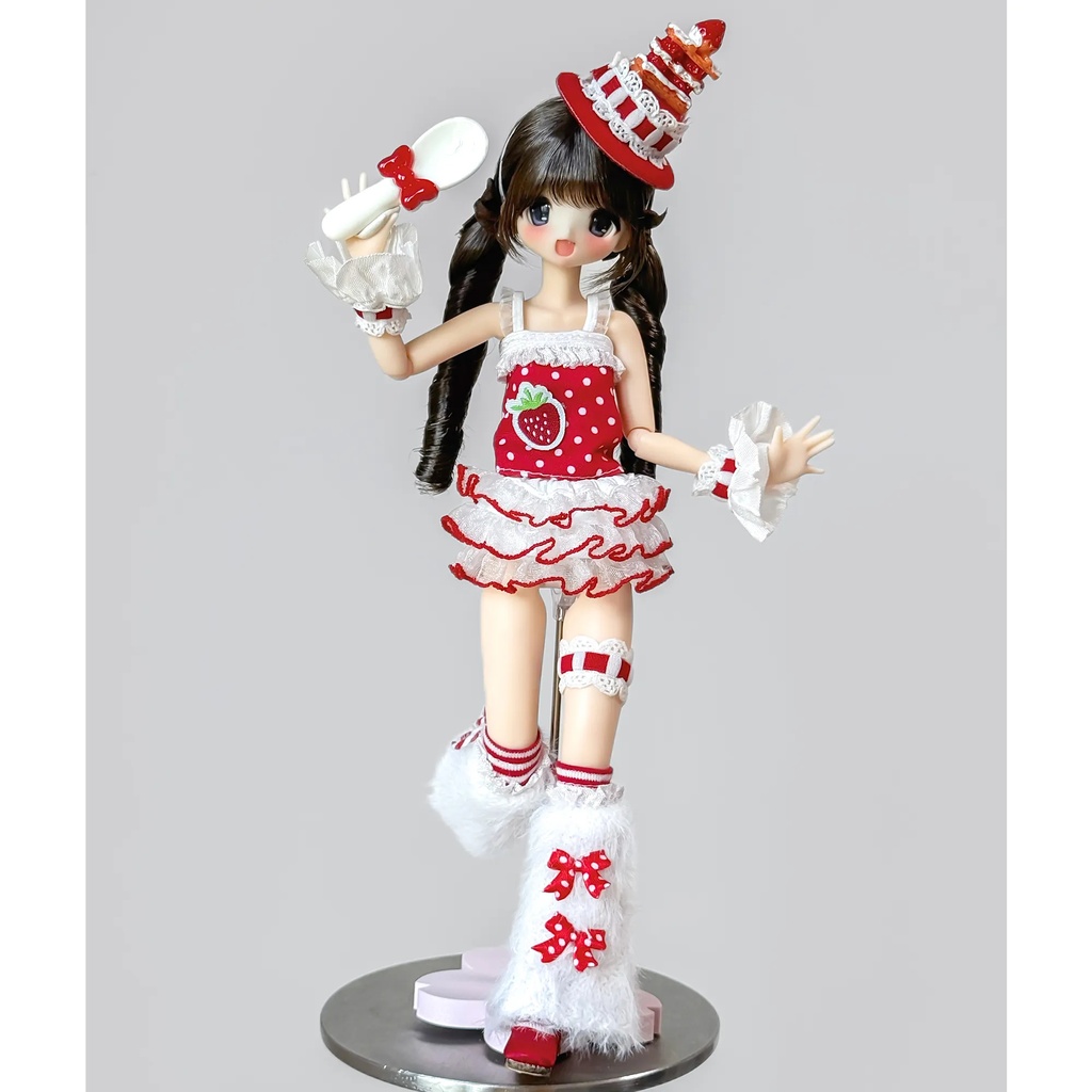 スイーツコーデ　いちご　9点セット　Azone　OB22　OB24　オビツ22　オビツ24　1/6ドール服　ピュアニーモ S　ピュアニーモ M