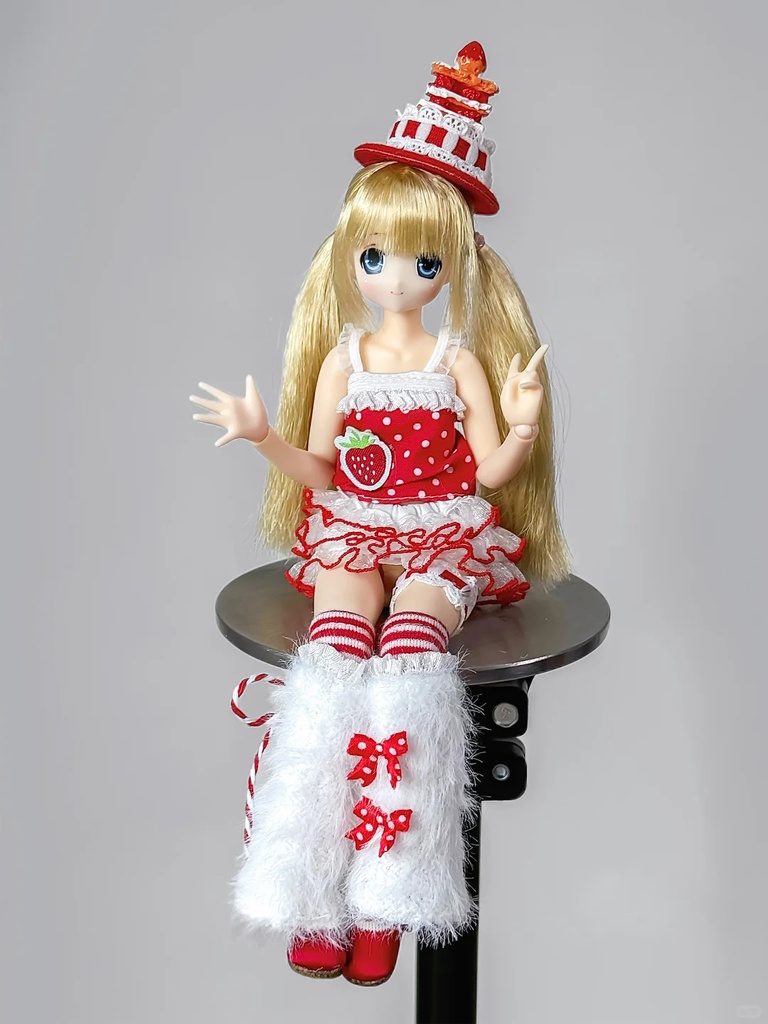スイーツコーデ　いちご　9点セット　Azone　OB22　OB24　オビツ22　オビツ24　1/6ドール服　ピュアニーモ S　ピュアニーモ M