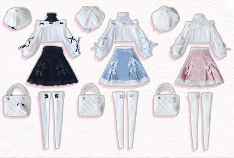 1/4 オフショルダーリボンセット ドール服 5点セット 1/4ドール服