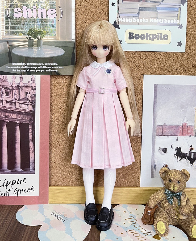 1/6ドール服 プリーツワンピース Azone OB22 OB24 オビツ22 オビツ24 ピュアニーモ S ピュアニーモ M ドール服
