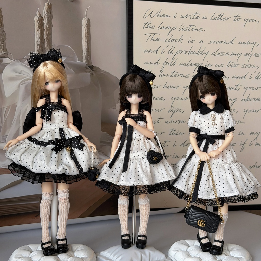 1/6ドール服 ドットワンピース Azone OB22 OB24 オビツ22 オビツ24 ピュアニーモ S ピュアニーモ M ドール服