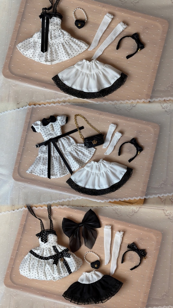 1/6ドール服 ドットワンピース Azone OB22 OB24 オビツ22 オビツ24 ピュアニーモ S ピュアニーモ M ドール服