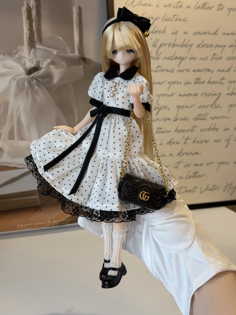 1/6ドール服 ドットワンピース Azone OB22 OB24 オビツ22 オビツ24 ピュアニーモ S ピュアニーモ M ドール服