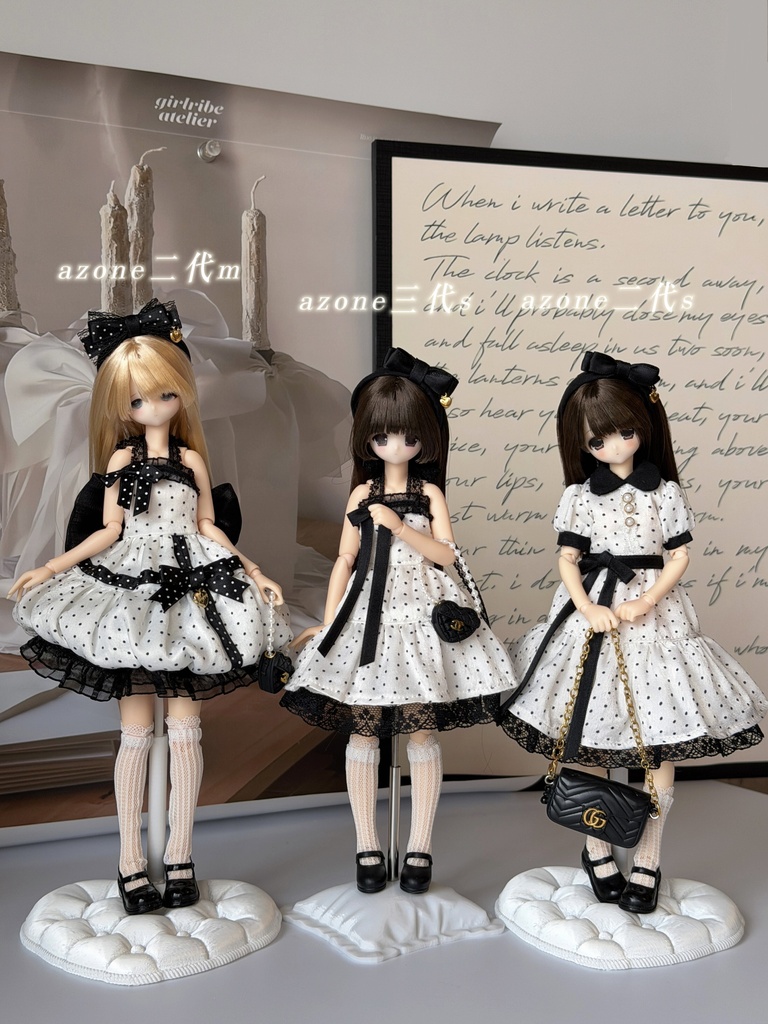 1/6ドール服 ドットワンピース Azone OB22 OB24 オビツ22 オビツ24 ピュアニーモ S ピュアニーモ M ドール服