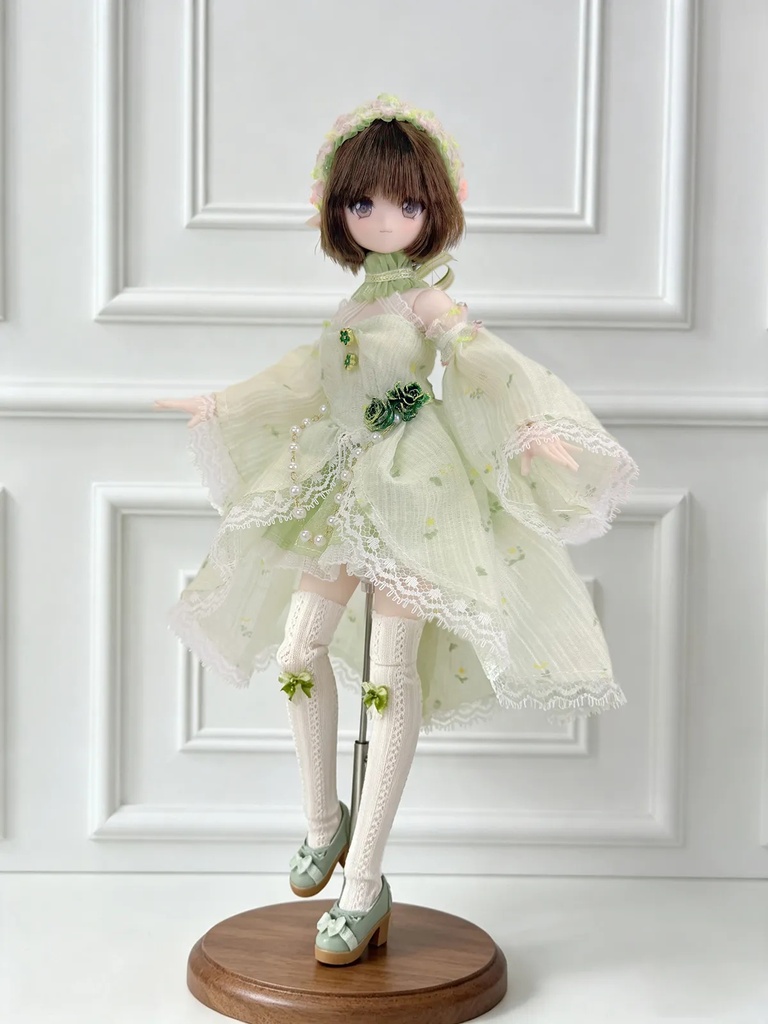 1/6ドール服 ミントフローラルドレス Azone OB22 OB24 オビツ24 ピュアニーモ M ドール服