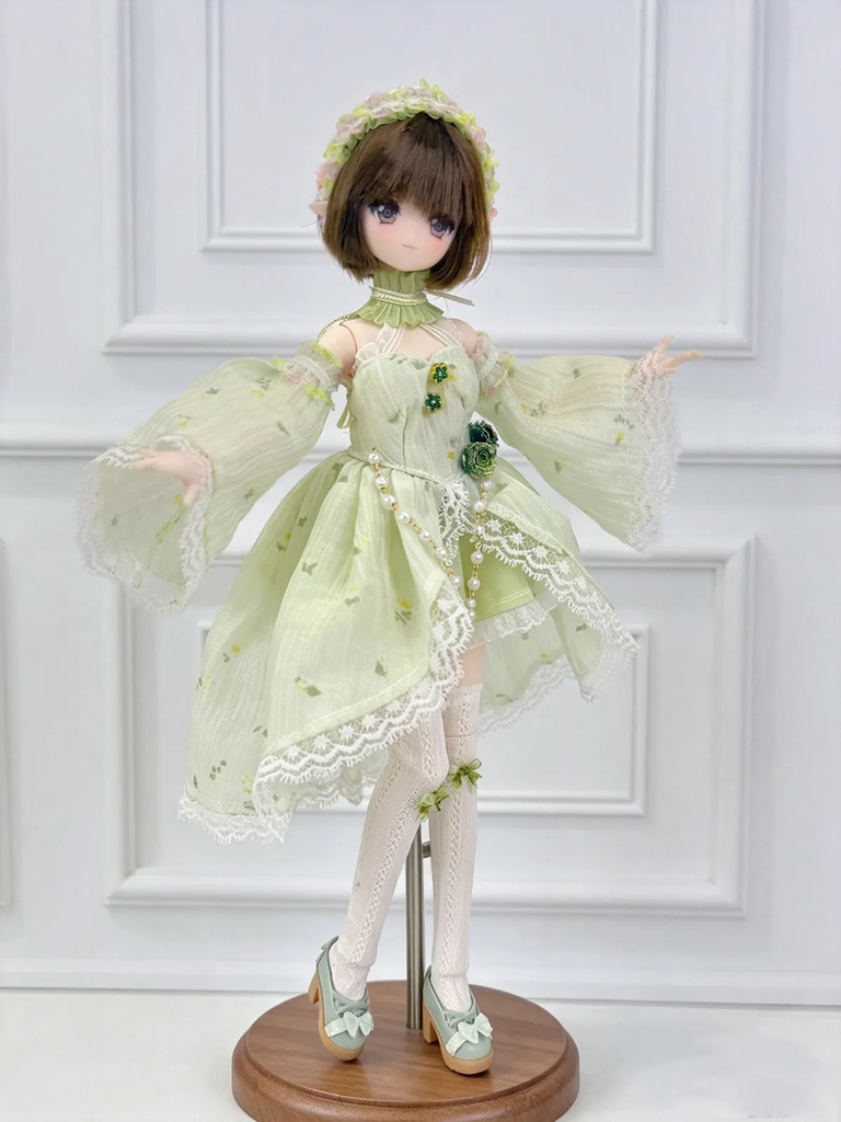 1/6ドール服 ミントフローラルドレス Azone OB22 OB24 オビツ24 ピュアニーモ M ドール服
