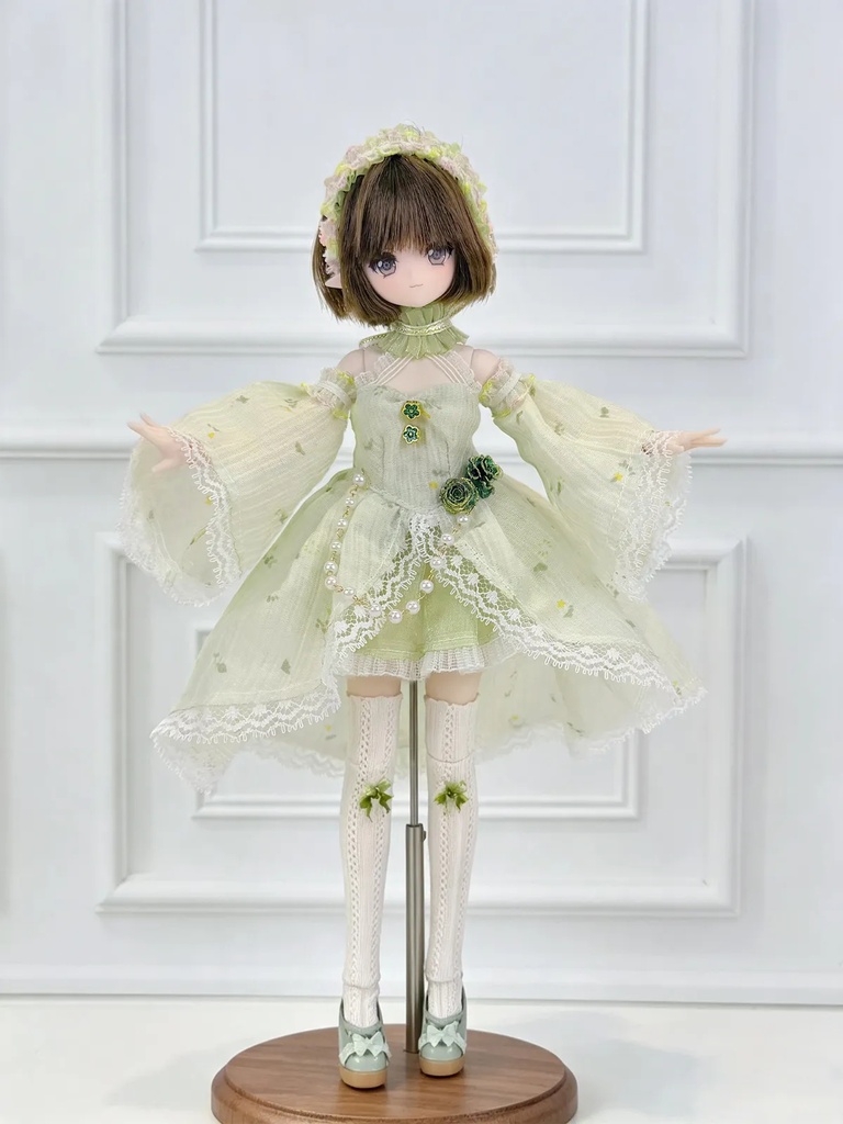 1/6ドール服 ミントフローラルドレス Azone OB22 OB24 オビツ24 ピュアニーモ M ドール服
