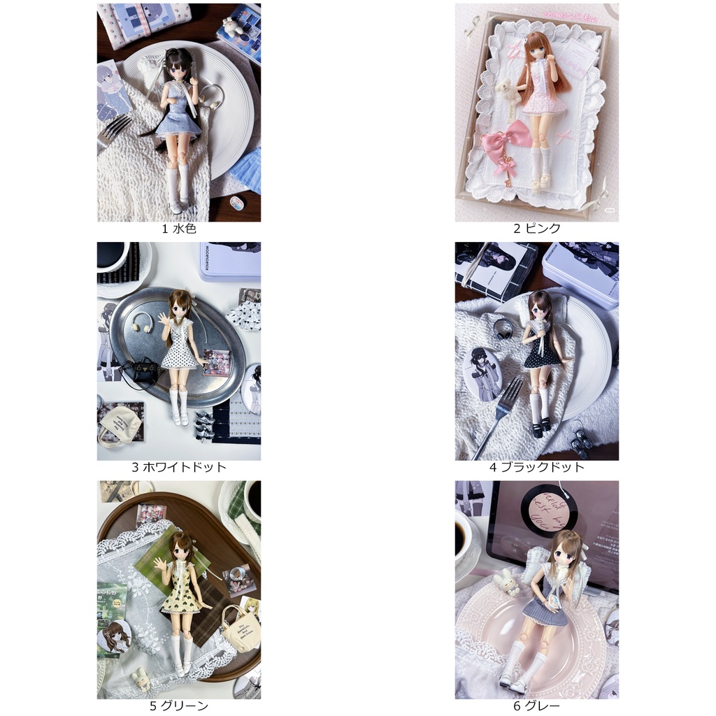 1/6ドール服 ワンピースセット レース襟 Azone OB22 OB24 オビツ22 オビツ24 ピュアニーモ S ピュアニーモ M ドール服