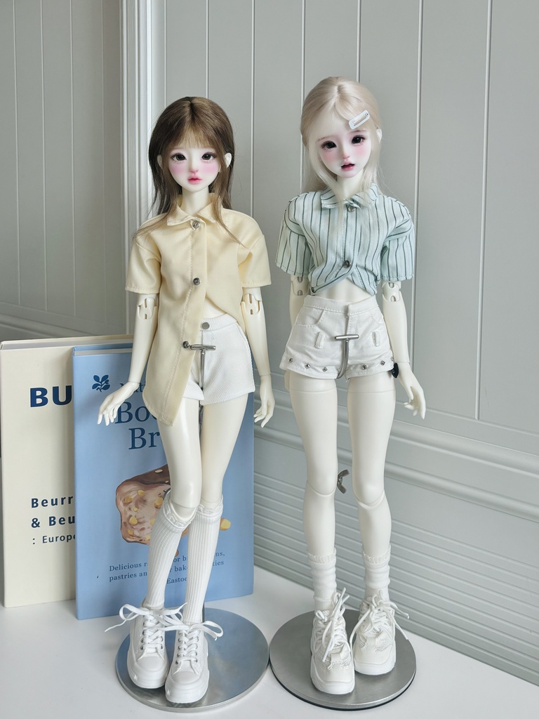 1/6 1/4 ロング丈半袖ブラウス ドール服 Azone OB22 OB24 オビツ22 オビツ24 ピュアニーモ S ピュアニーモ M MDD MSD