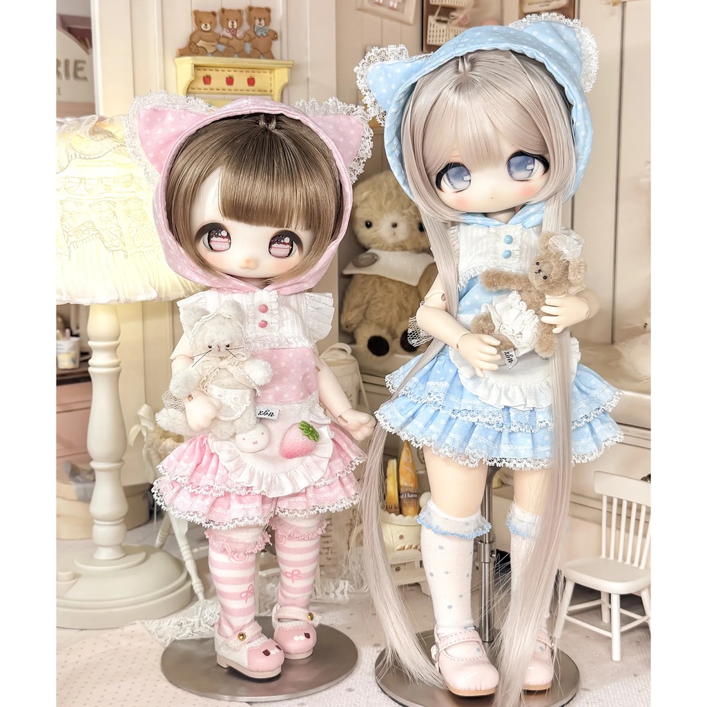 1/6ドール服　ねこフードセット　4点セット　ドール服