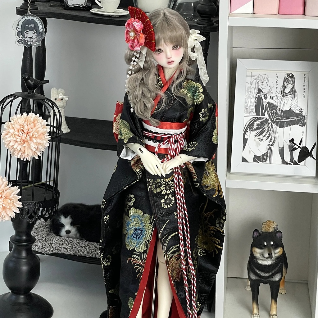 1/4ドール服 和服 和洋折衷 MDD MSD 4点セット