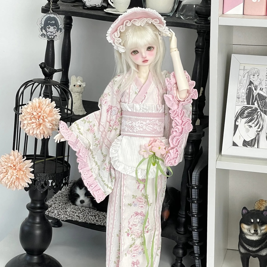 1/4ドール服 和服 和洋折衷 MDD MSD 4点セット