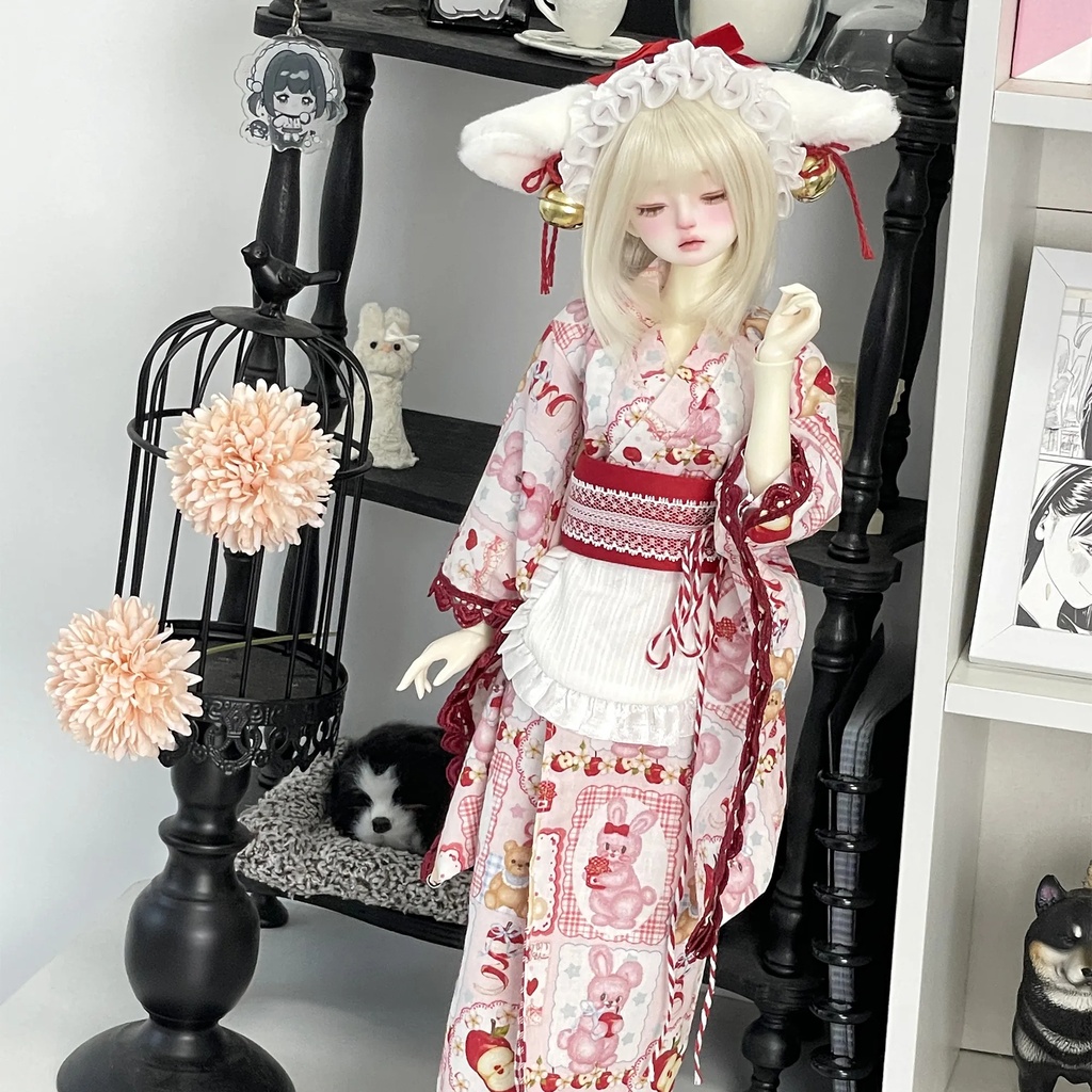 1/4ドール服 和服 和洋折衷 MDD MSD 4点セット