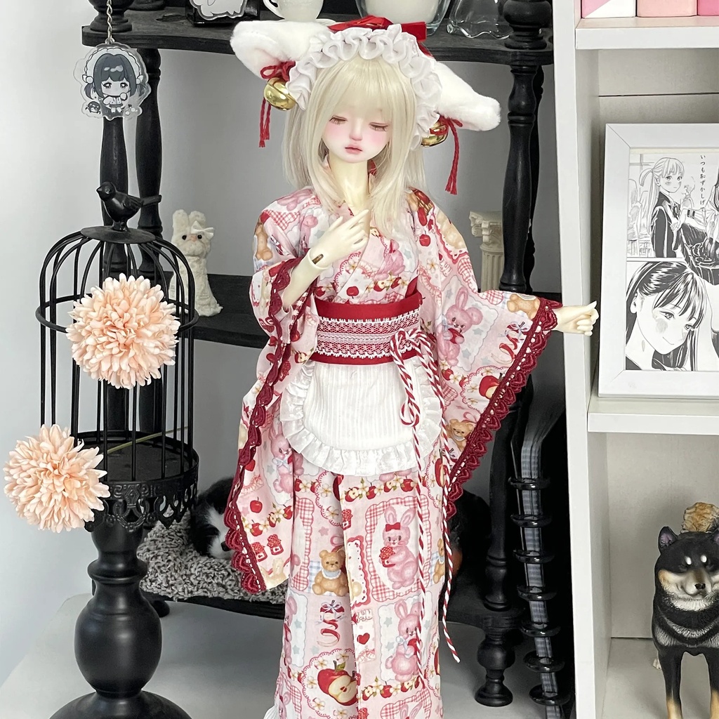 1/4ドール服 和服 和洋折衷 MDD MSD 4点セット